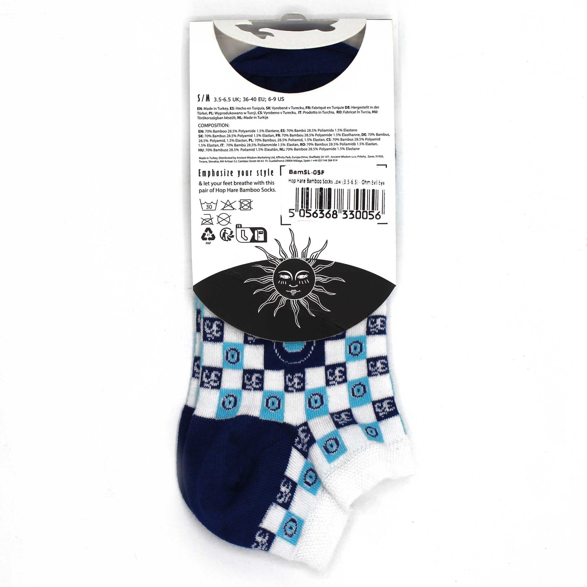 M/L (Size 7.5 - 11.5) Hop Hare Bamboo Low Socks - Ohm Evil Eye | #product_category# - OneRoofGifts