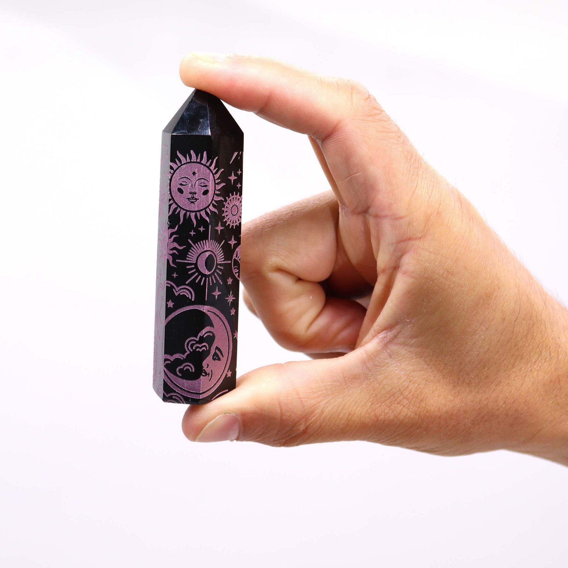 Mystic Rose Pink Black Obsidian Obelisk | #product_category# - OneRoofGifts