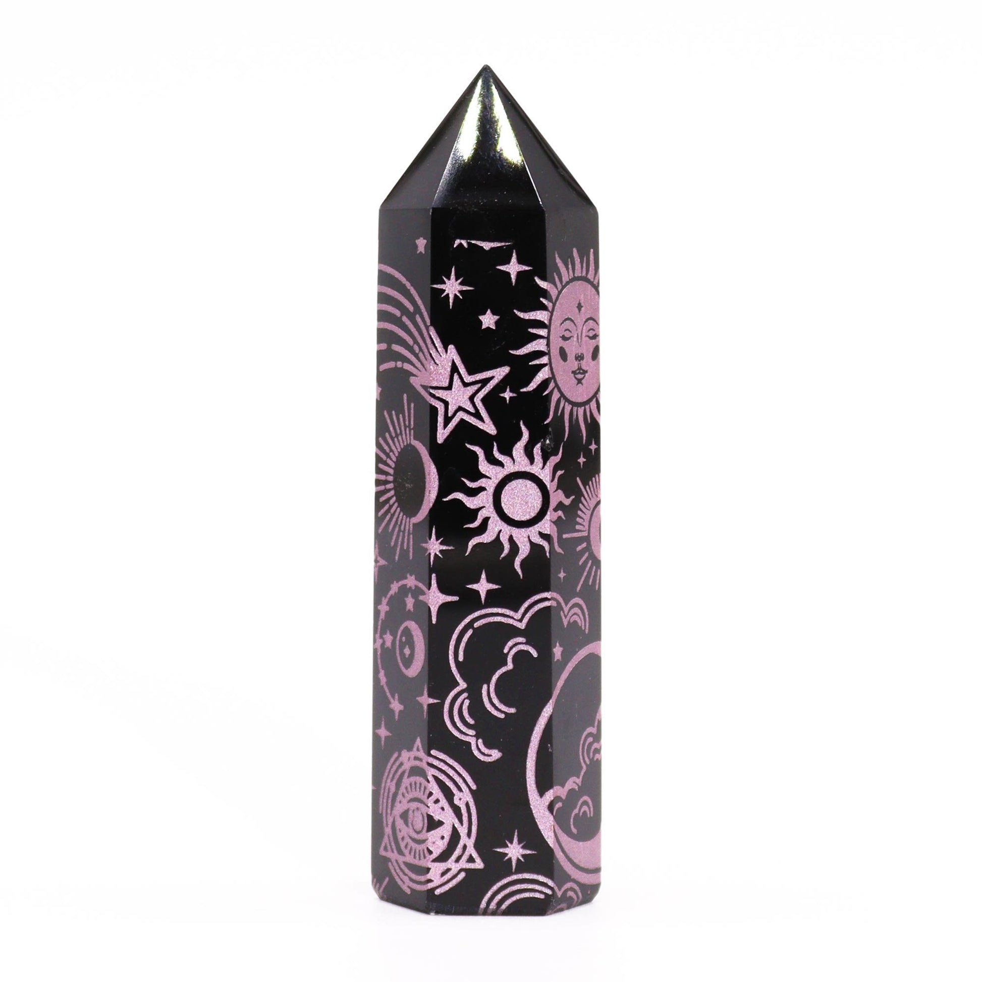 Mystic Rose Pink Black Obsidian Obelisk | #product_category# - OneRoofGifts