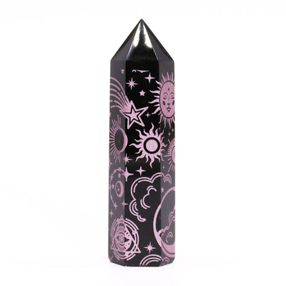Mystic Rose Pink Black Obsidian Obelisk | #product_category# - OneRoofGifts