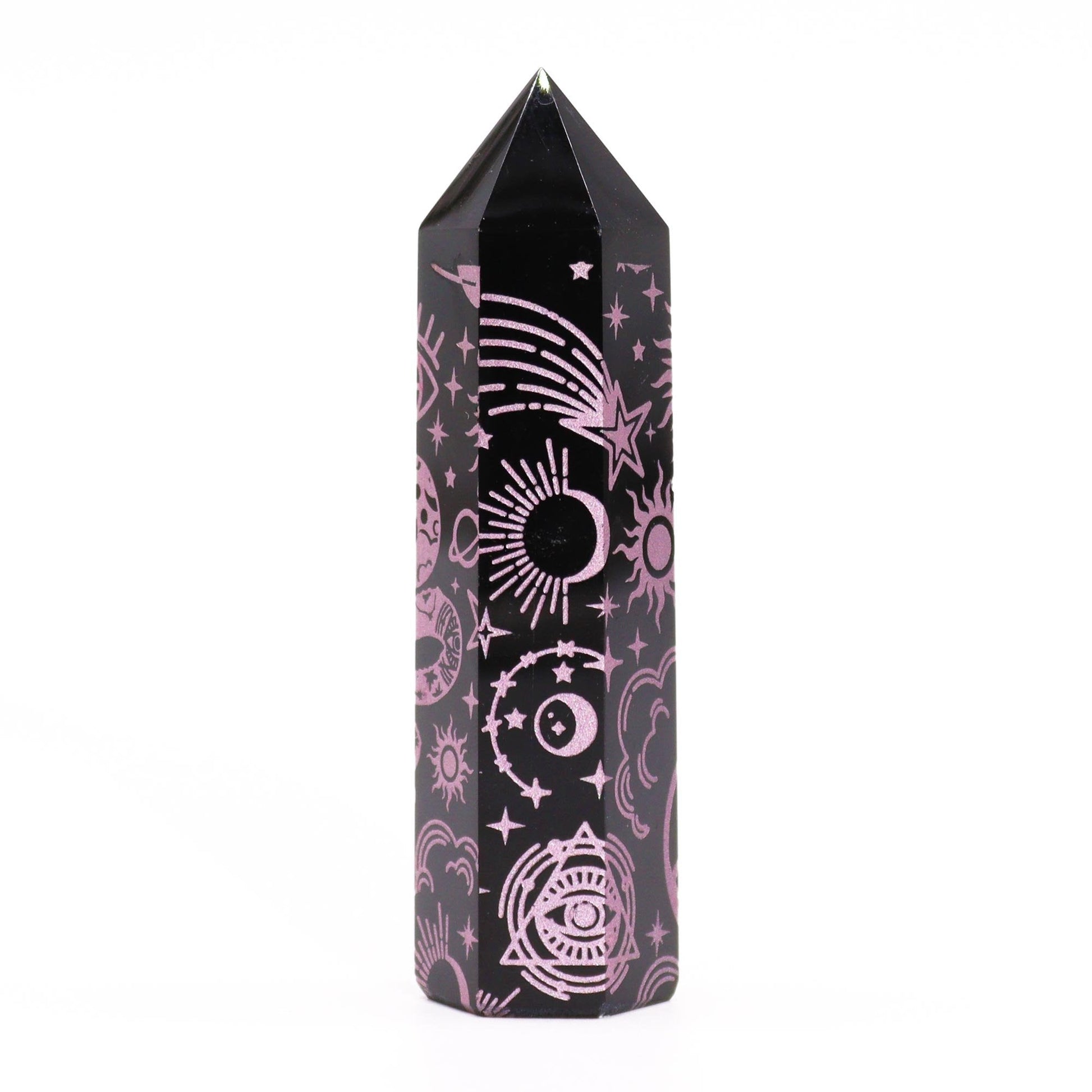 Mystic Rose Pink Black Obsidian Obelisk | #product_category# - OneRoofGifts