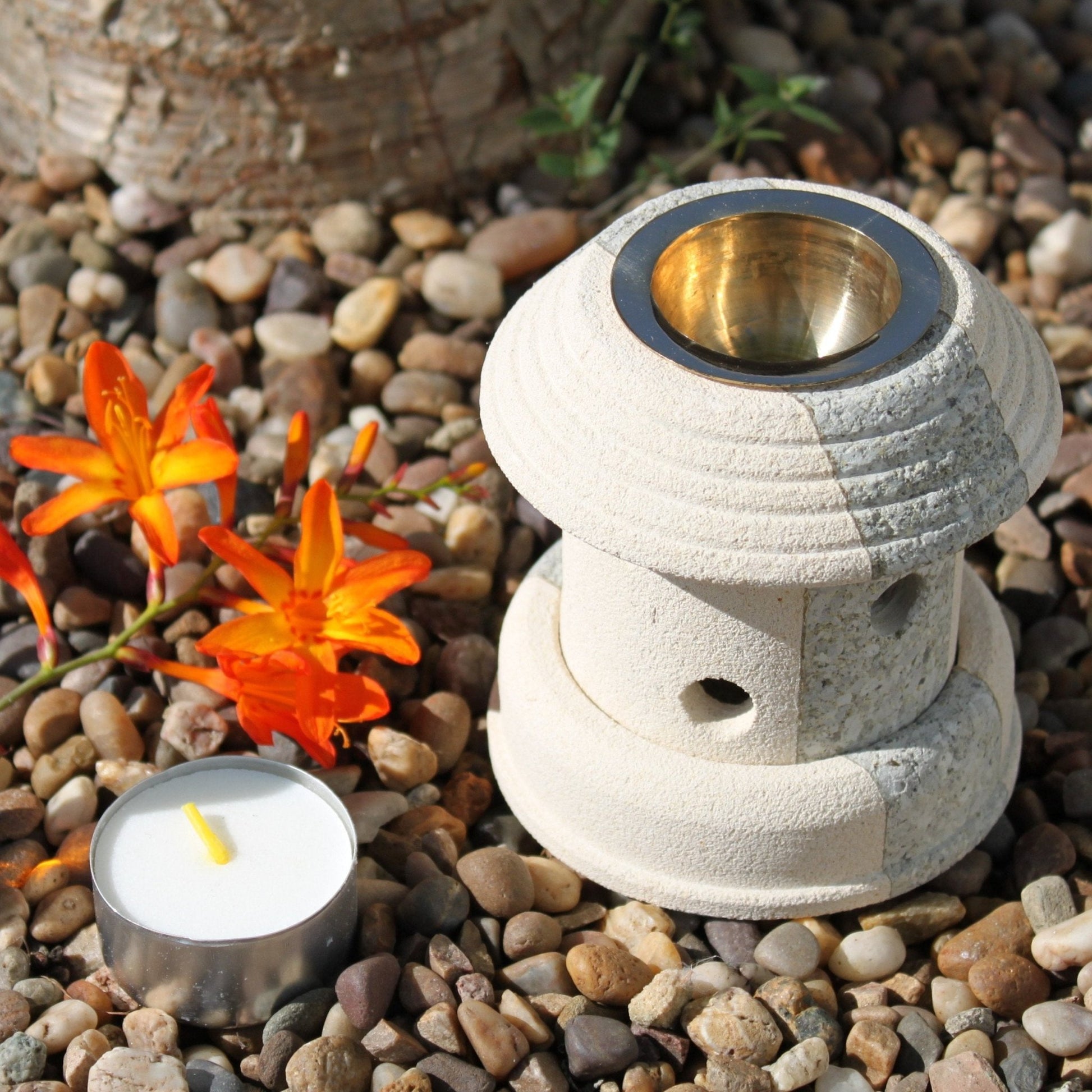 Oil Burner Lantern Combo, Stone | #product_category# - OneRoofGifts