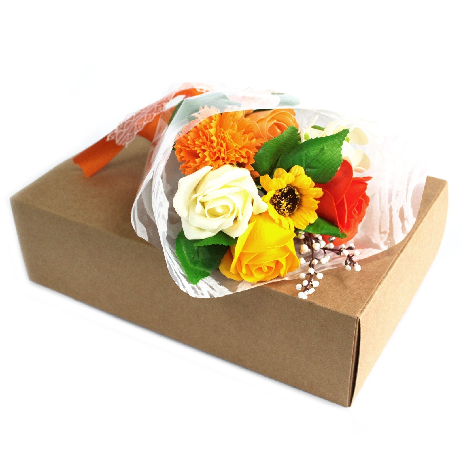 Orange Soap Flower Bouquet Gift Box | #product_category# - OneRoofGifts