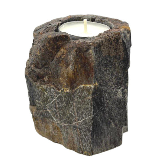 Petrified Wood Candle Holder, Single Low | #product_category# - OneRoofGifts