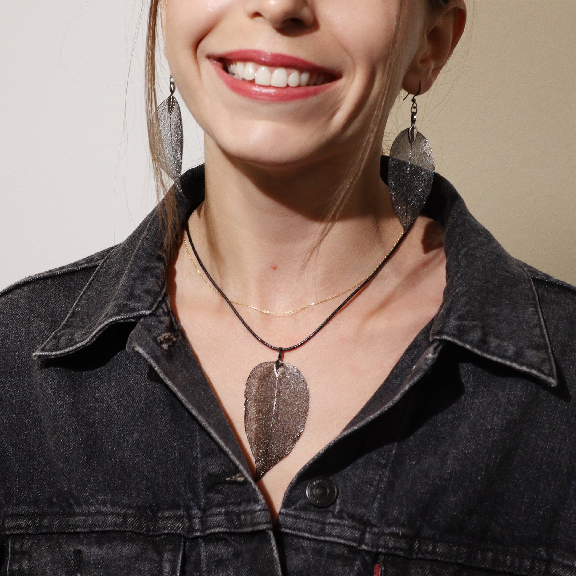 Pewter Necklace and Earring Set - Bravery Leaf Design | #product_category# - OneRoofGifts