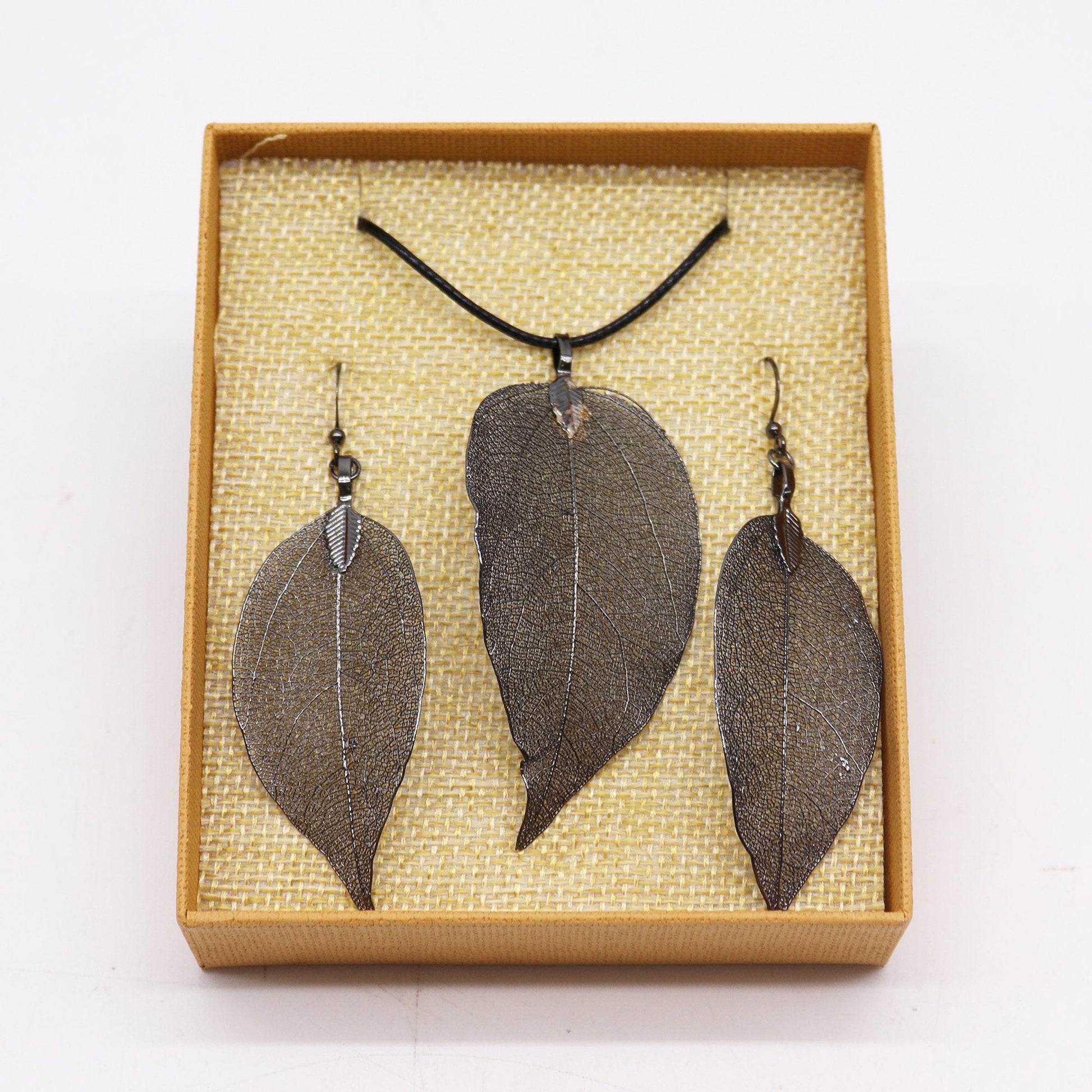 Pewter Necklace and Earring Set - Bravery Leaf Design | #product_category# - OneRoofGifts