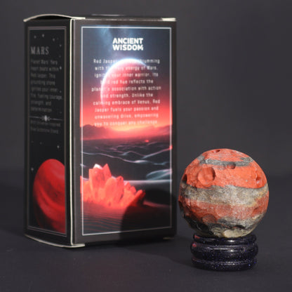 Red Jasper Mars Planet on Goldstone Stand | #product_category# - OneRoofGifts
