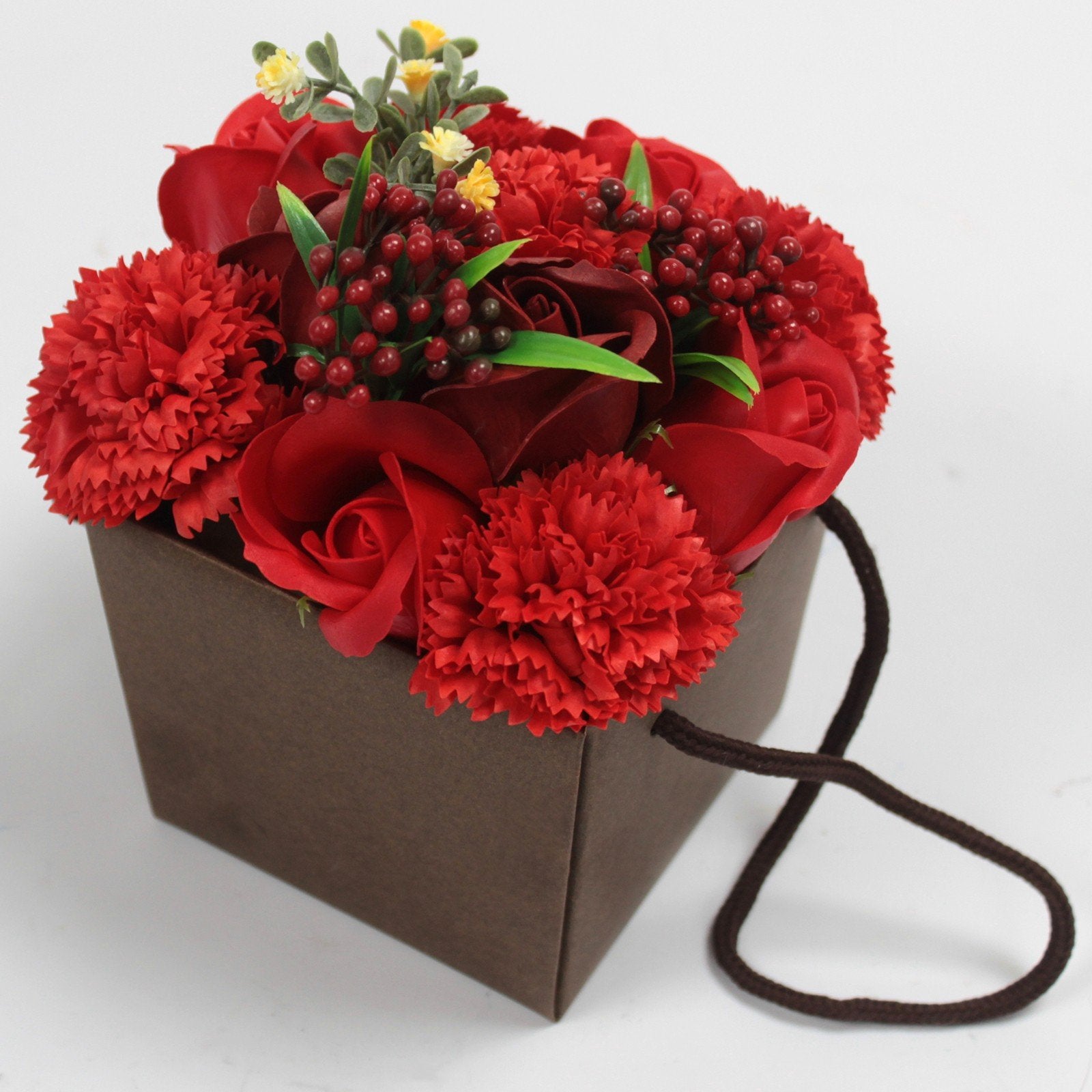 Red Roses and Carnation Soap Flower Bouquet | #product_category# - OneRoofGifts
