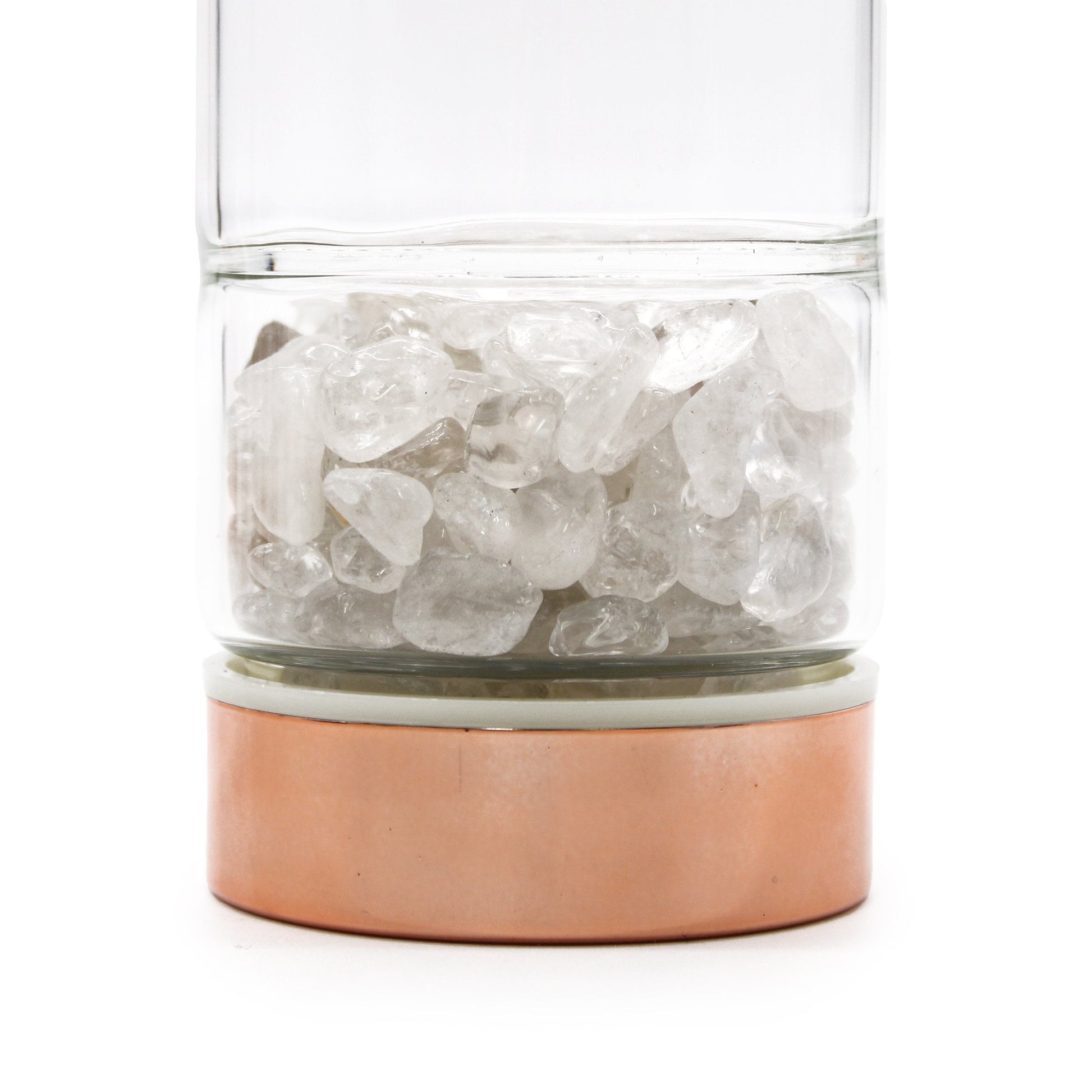 Rock Quartz and Rose Gold Crystal Glass Tea Infuser Bottle | #product_category# - OneRoofGifts