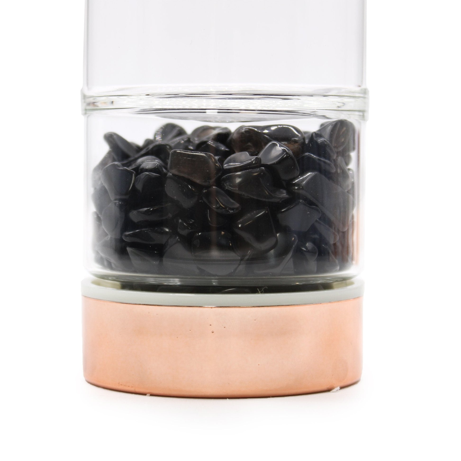 Rose Gold and Onyx Crystal Glass Tea Infuser Bottle | #product_category# - OneRoofGifts