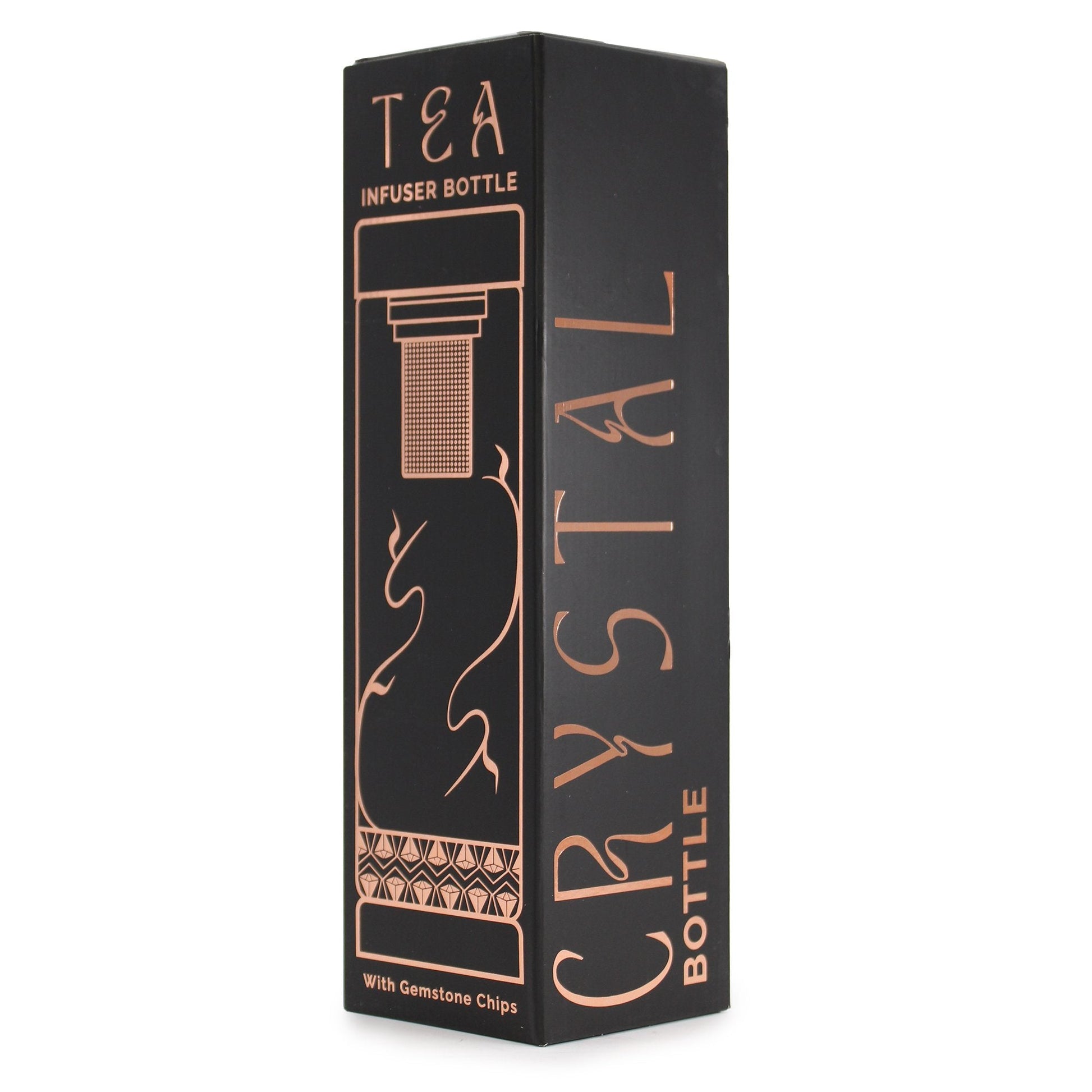 Rose Gold and Onyx Crystal Glass Tea Infuser Bottle | #product_category# - OneRoofGifts