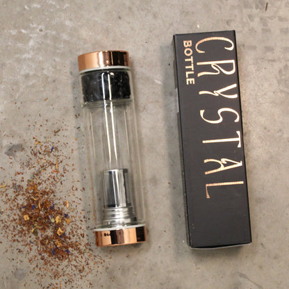 Rose Gold and Onyx Crystal Glass Tea Infuser Bottle | #product_category# - OneRoofGifts