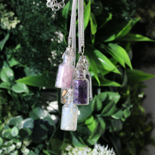 Rose Quartz Gemstone Necklace in Bottle | #product_category# - OneRoofGifts