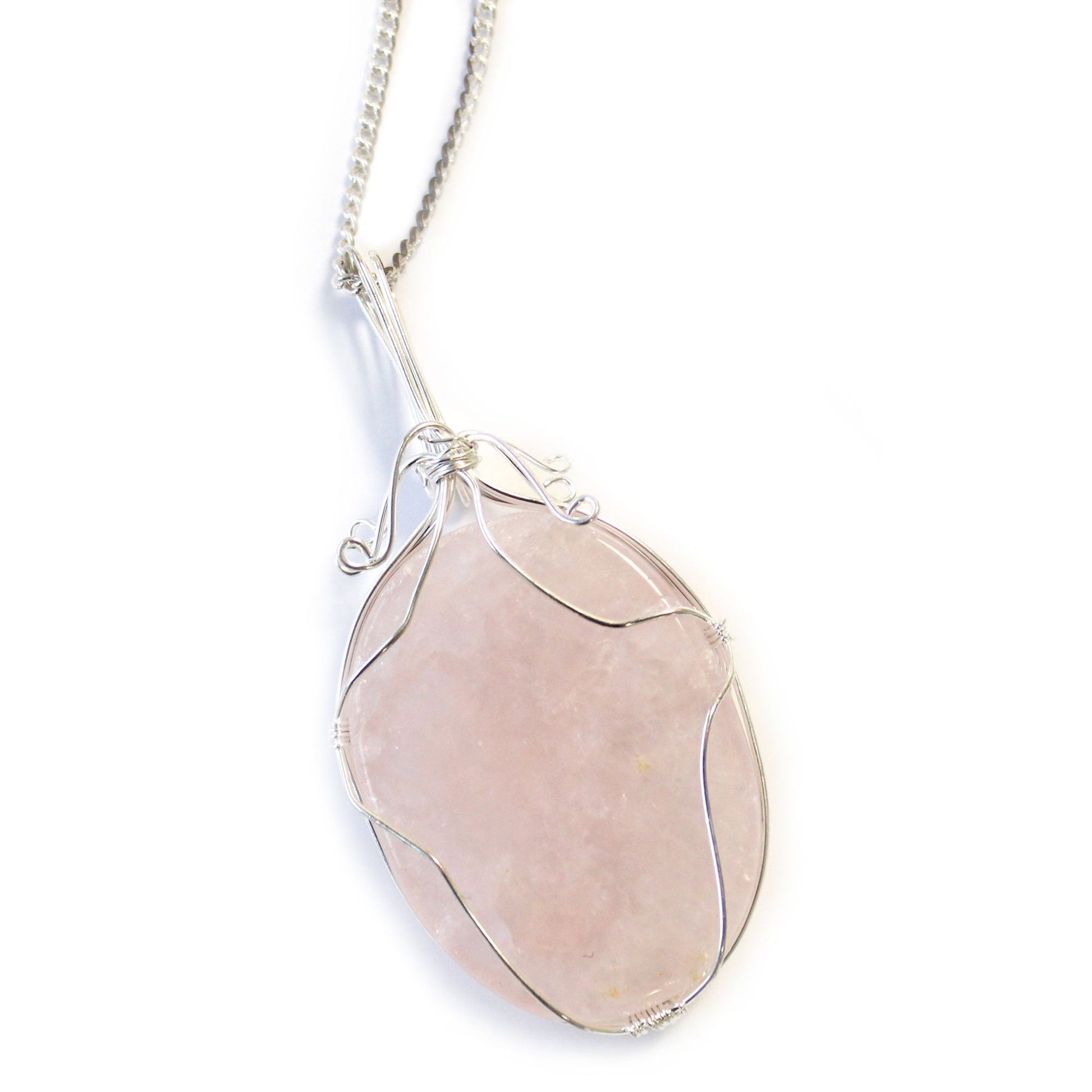 Rose Quartz Gemstone Necklace, Swirl - Wrapped | #product_category# - OneRoofGifts