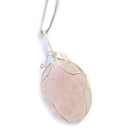 Rose Quartz Gemstone Necklace, Swirl - Wrapped | #product_category# - OneRoofGifts