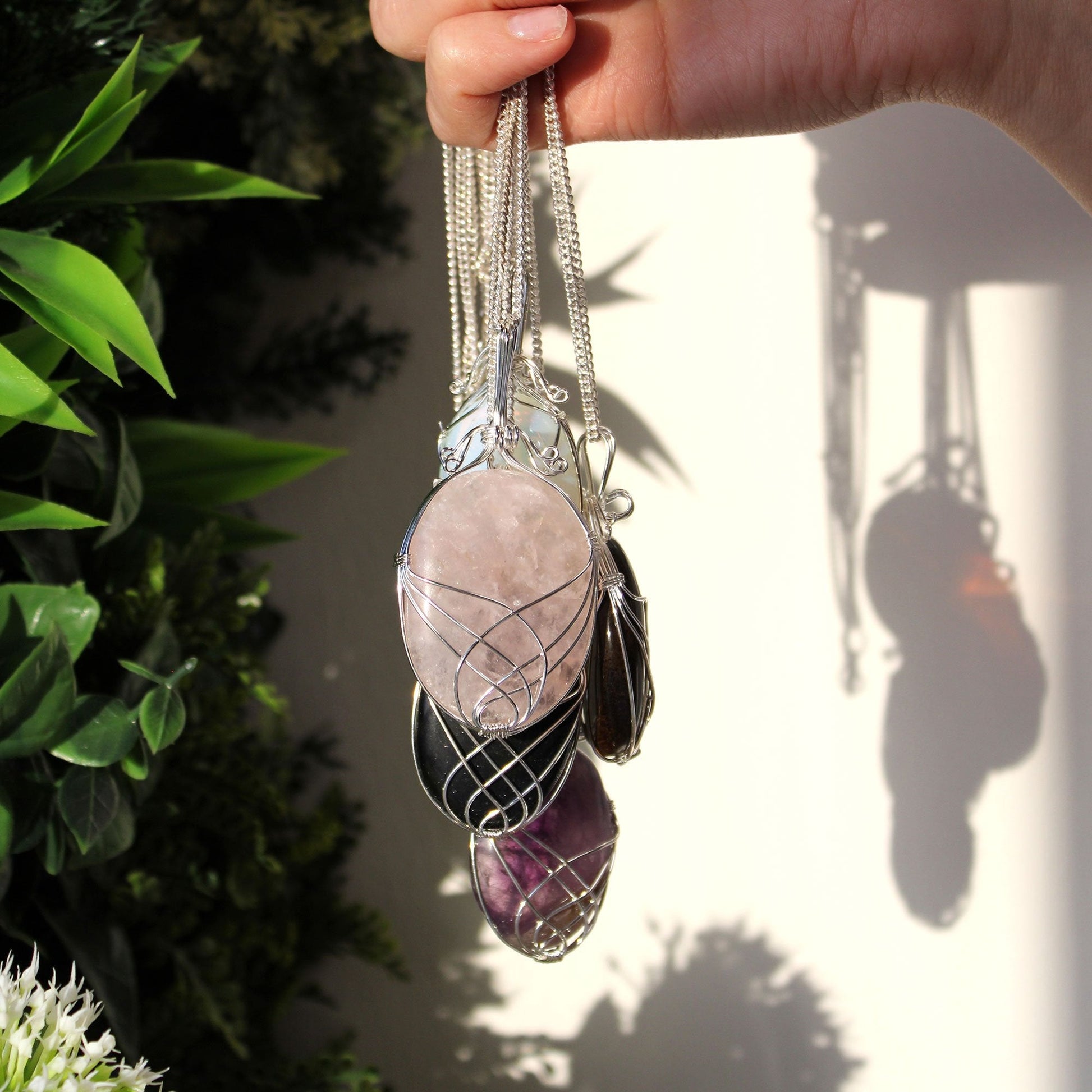 Rose Quartz Gemstone Necklace, Swirl - Wrapped | #product_category# - OneRoofGifts