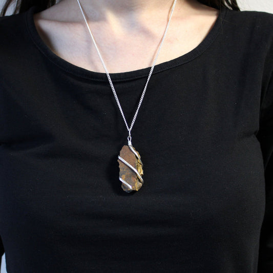 Rough Tiger Eye Gemstone Necklace, Wrapped Cascade | #product_category# - OneRoofGifts