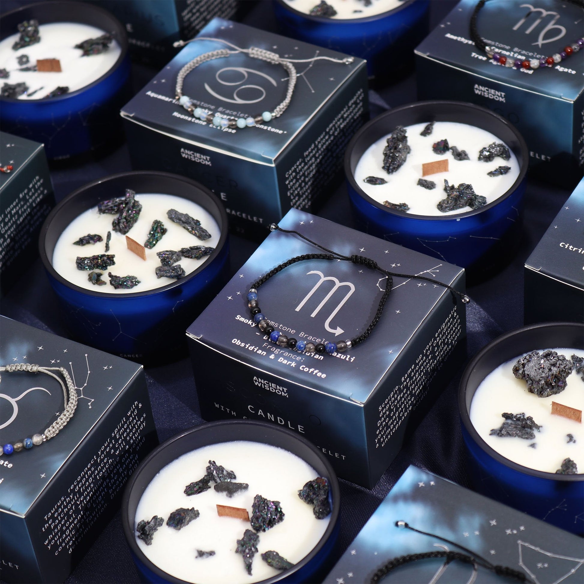 Sagittarius Zodiac Crystal Candle with Gemstone Bracelet | #product_category# - OneRoofGifts