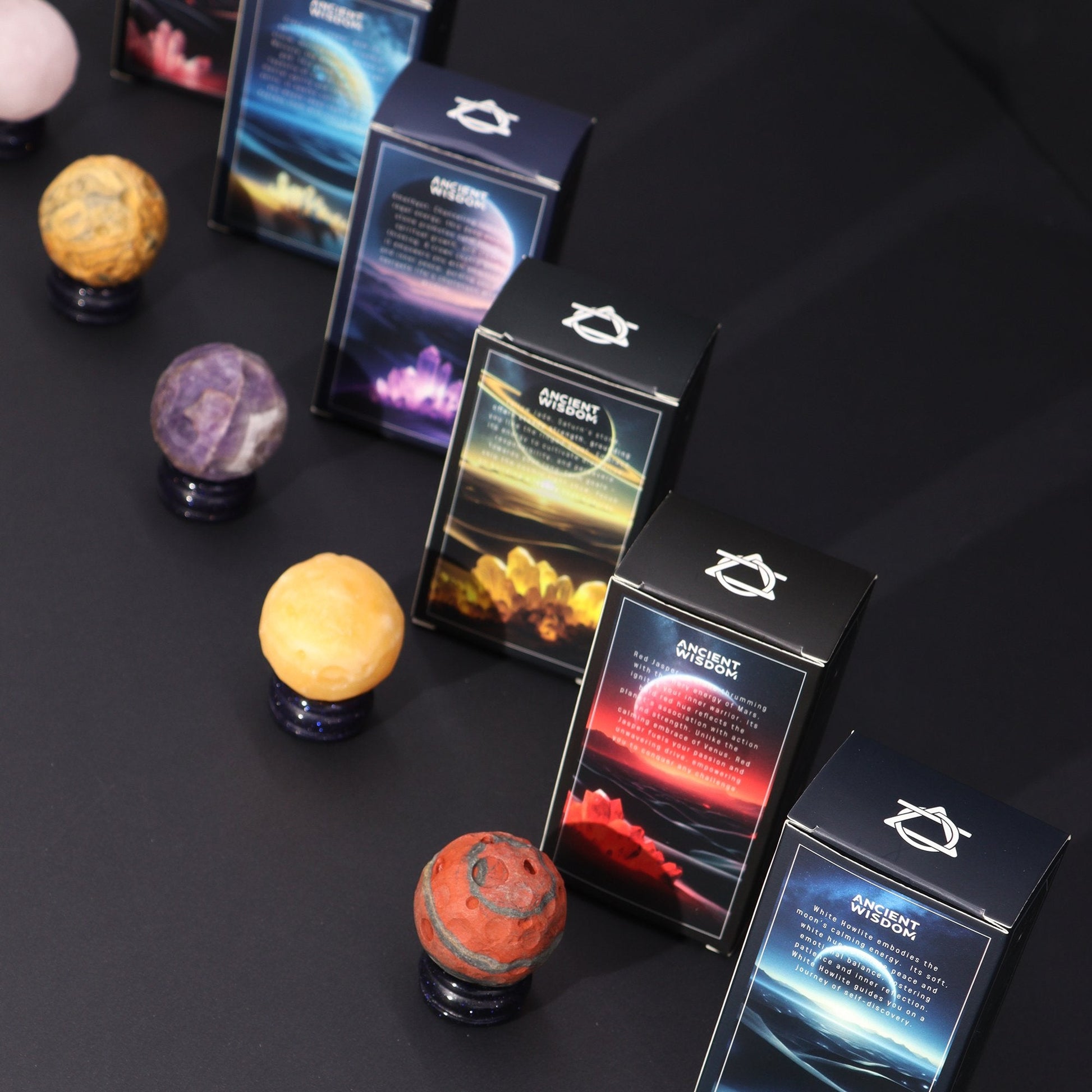 Saturn Design Yellow Jade Planet on Goldstone Stand | #product_category# - OneRoofGifts