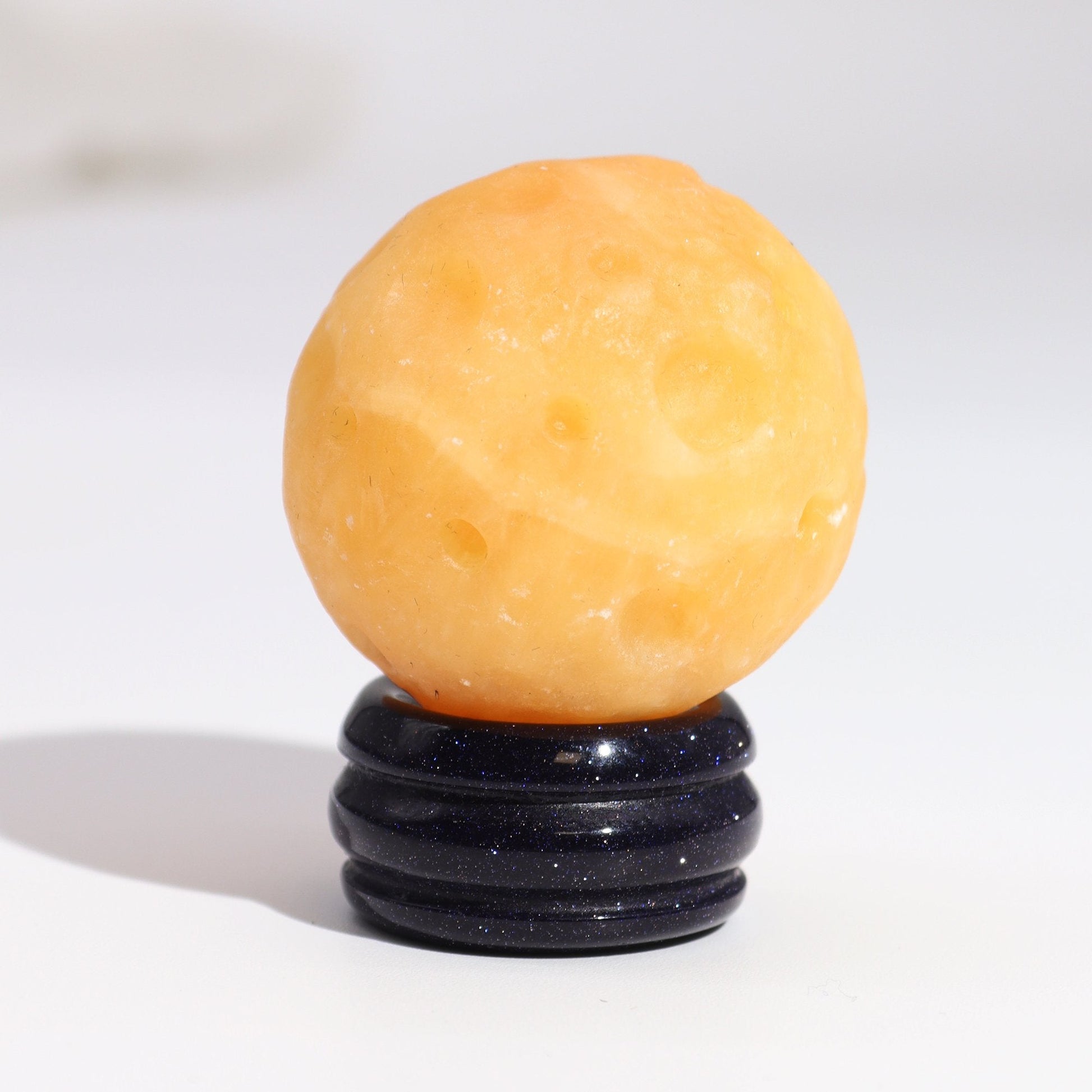 Saturn Design Yellow Jade Planet on Goldstone Stand | #product_category# - OneRoofGifts