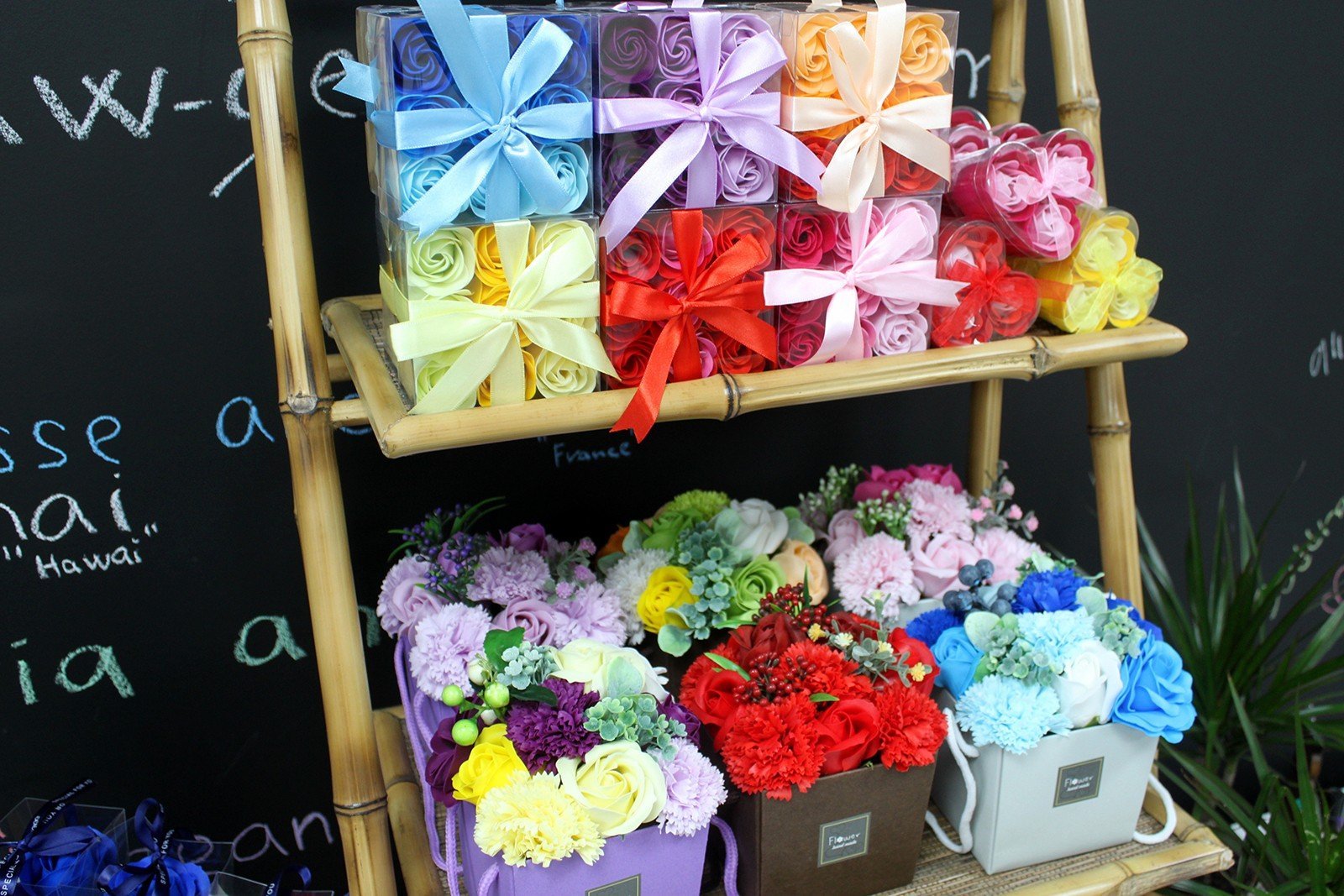 Set of 3 Lavender Roses Soap Flowers in Heart Box | #product_category# - OneRoofGifts