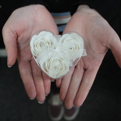 Set of 3 White Heart - Shaped Soap Flower Boxes | #product_category# - OneRoofGifts