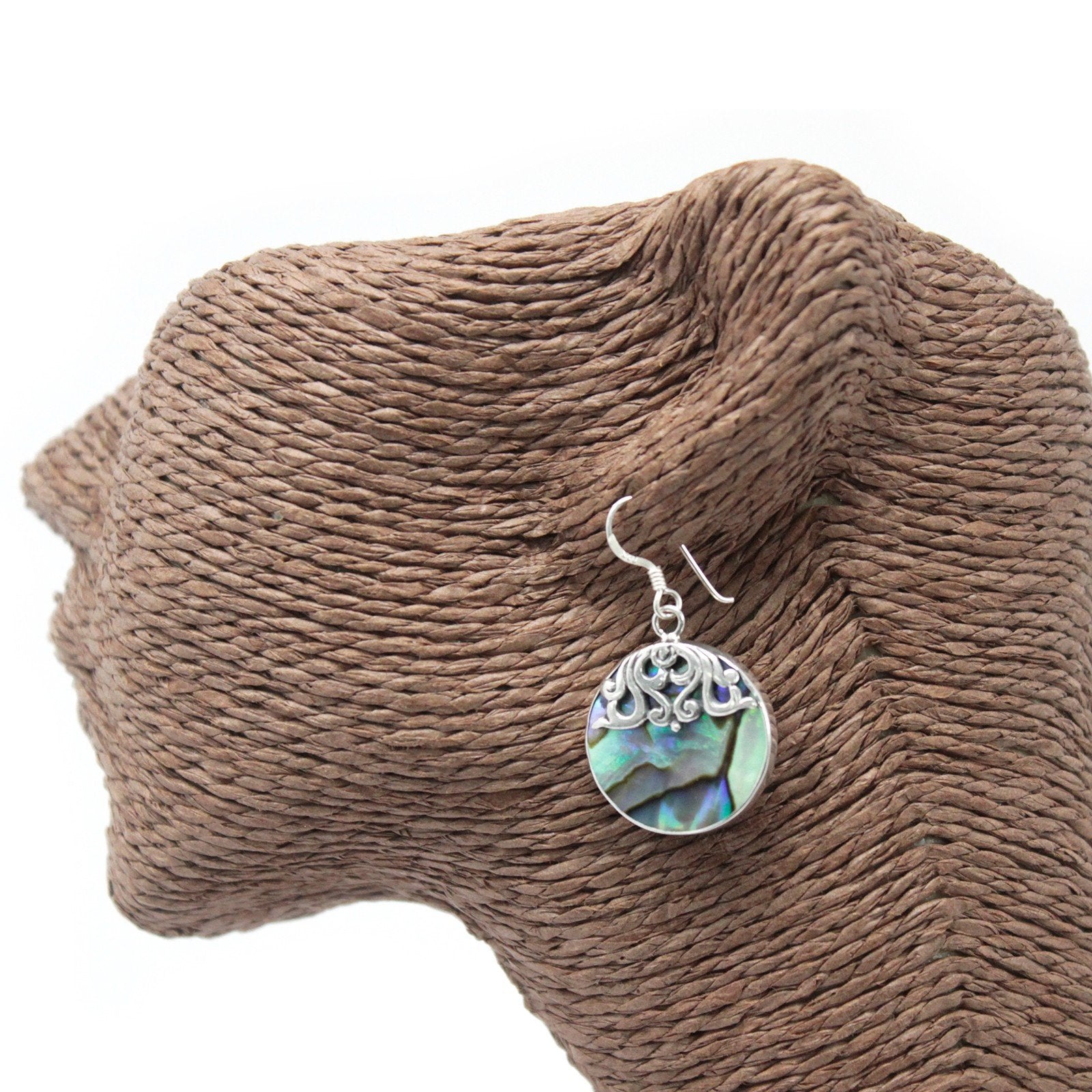 Silver and Abalone Shell Disc Earrings, Classic Style | #product_category# - OneRoofGifts