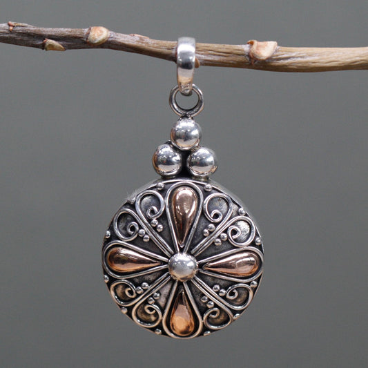 Silver and Gold Round Pendant | #product_category# - OneRoofGifts