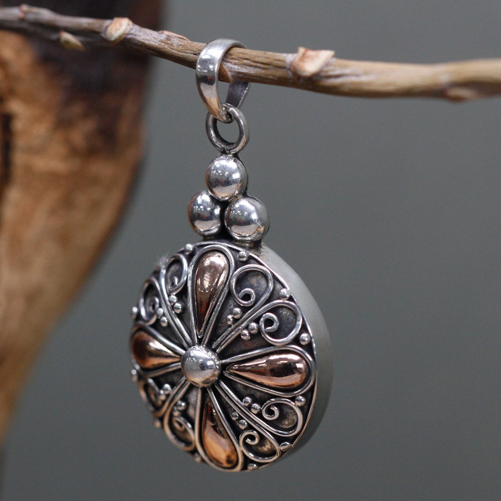 Silver and Gold Round Pendant | #product_category# - OneRoofGifts