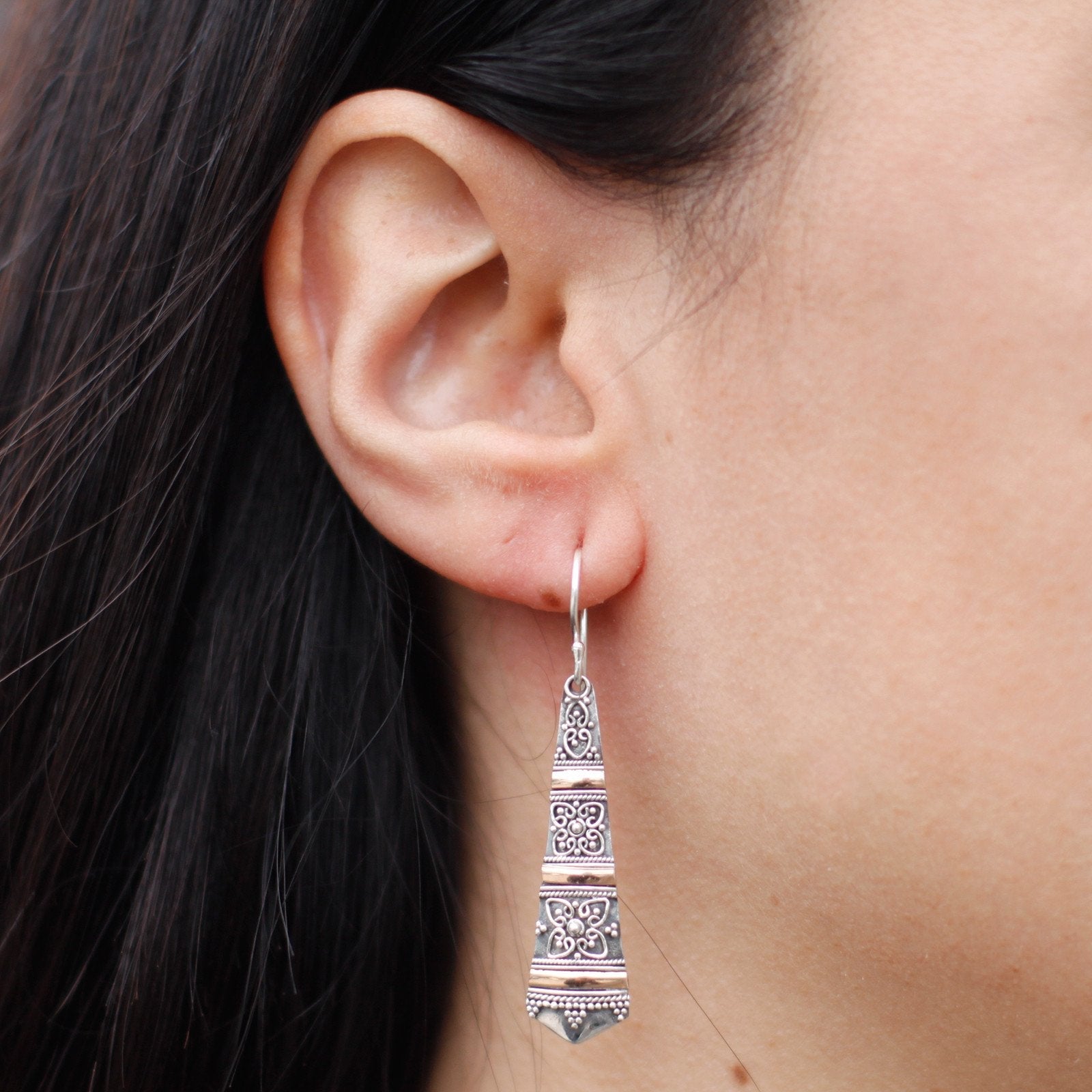 Silver and Gold Tribal Drop Earrings | #product_category# - OneRoofGifts