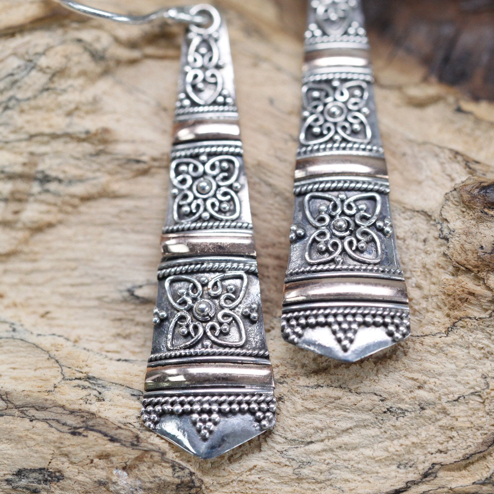 Silver and Gold Tribal Drop Earrings | #product_category# - OneRoofGifts