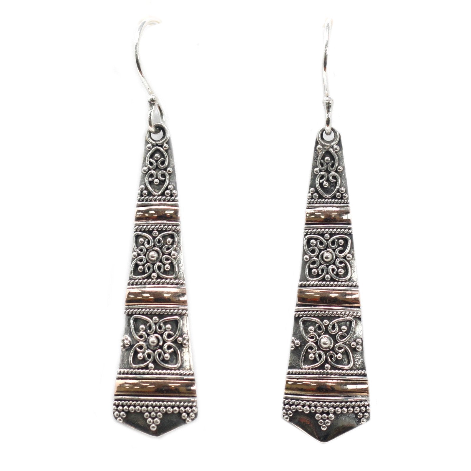 Silver and Gold Tribal Drop Earrings | #product_category# - OneRoofGifts