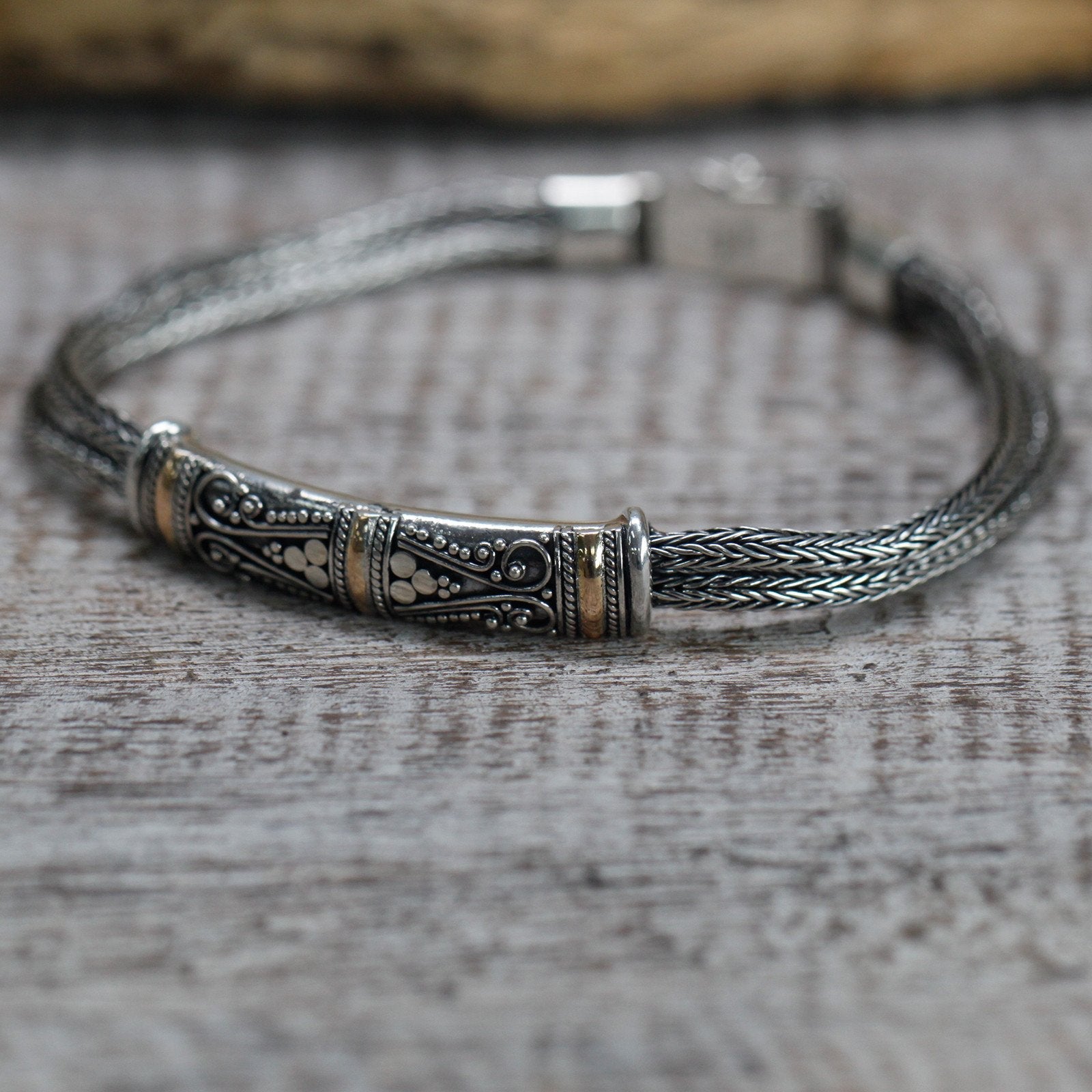 Silver and Gold Twin Chain Bracelet, Unisex | #product_category# - OneRoofGifts