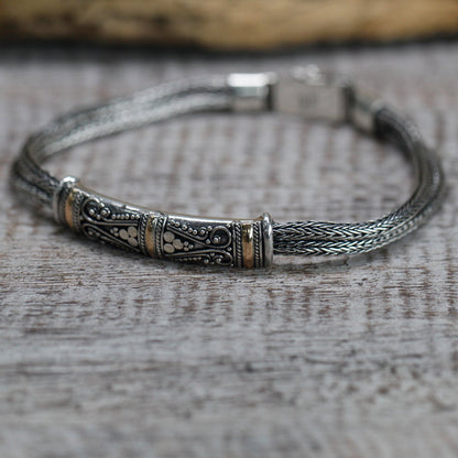 Silver and Gold Twin Chain Bracelet, Unisex | #product_category# - OneRoofGifts