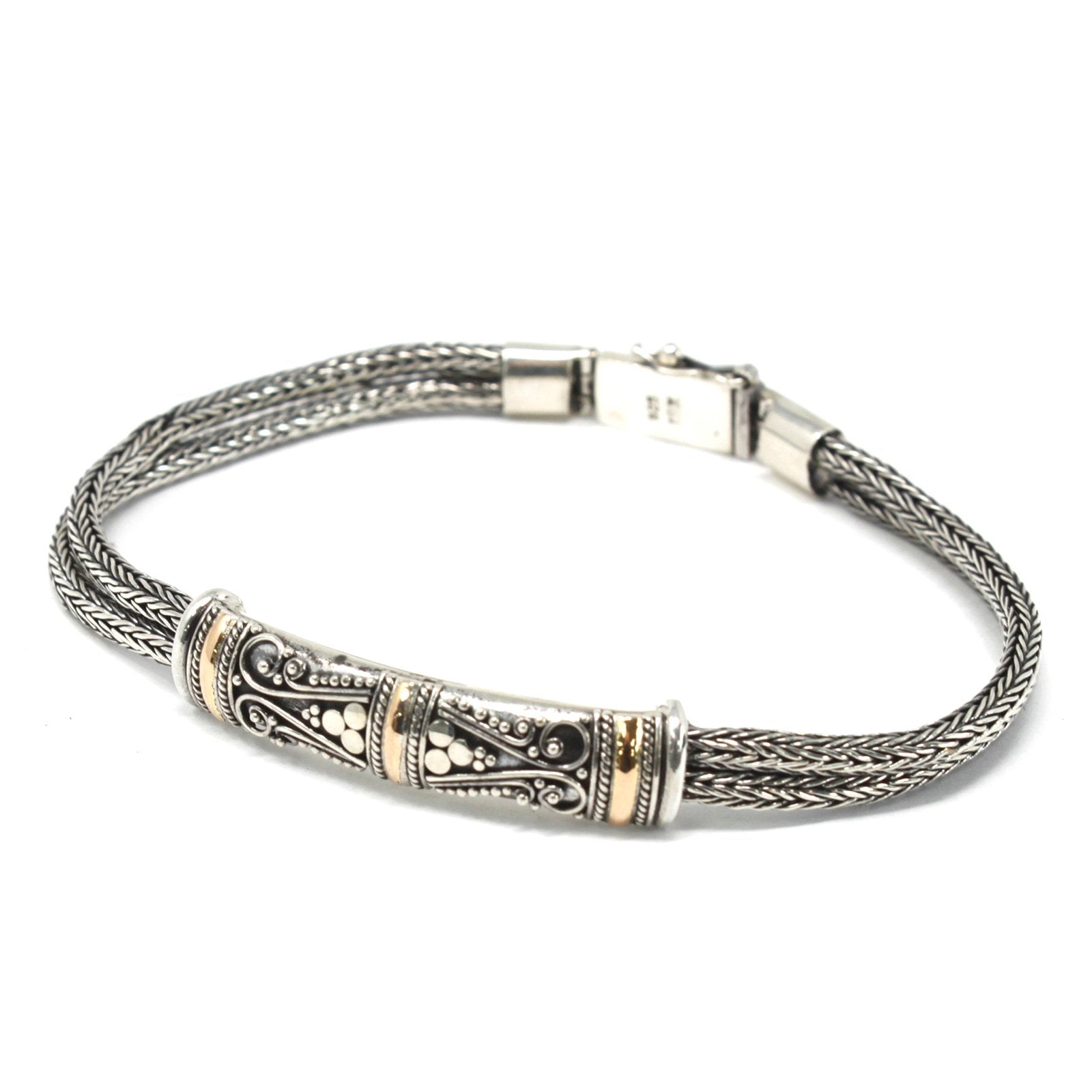 Silver and Gold Twin Chain Bracelet, Unisex | #product_category# - OneRoofGifts