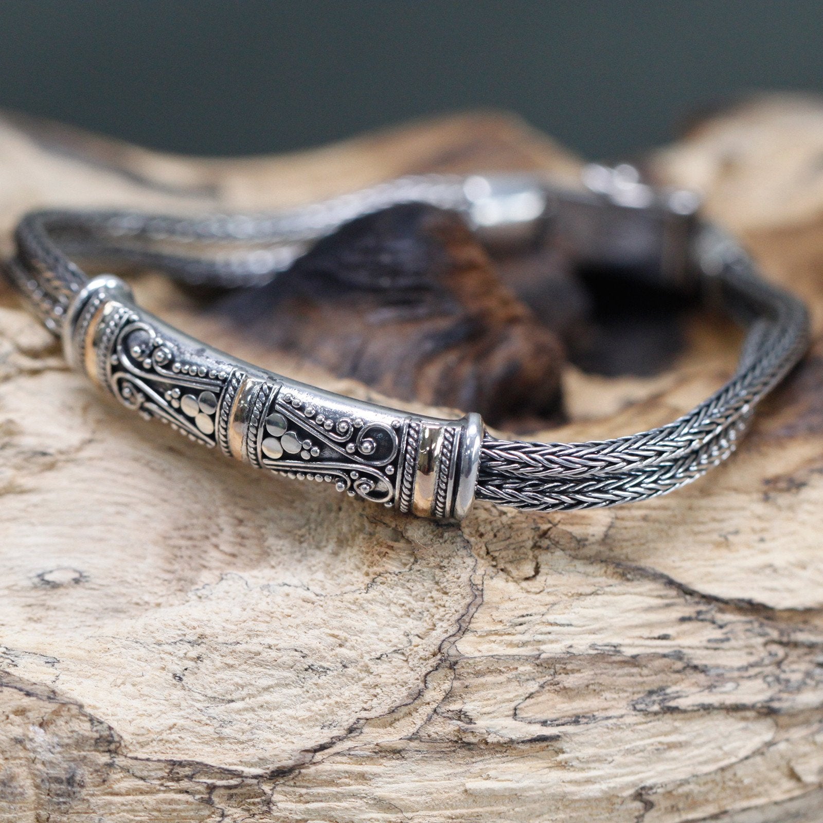 Silver and Gold Twin Chain Bracelet, Unisex | #product_category# - OneRoofGifts