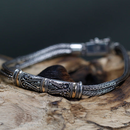 Silver and Gold Twin Chain Bracelet, Unisex | #product_category# - OneRoofGifts
