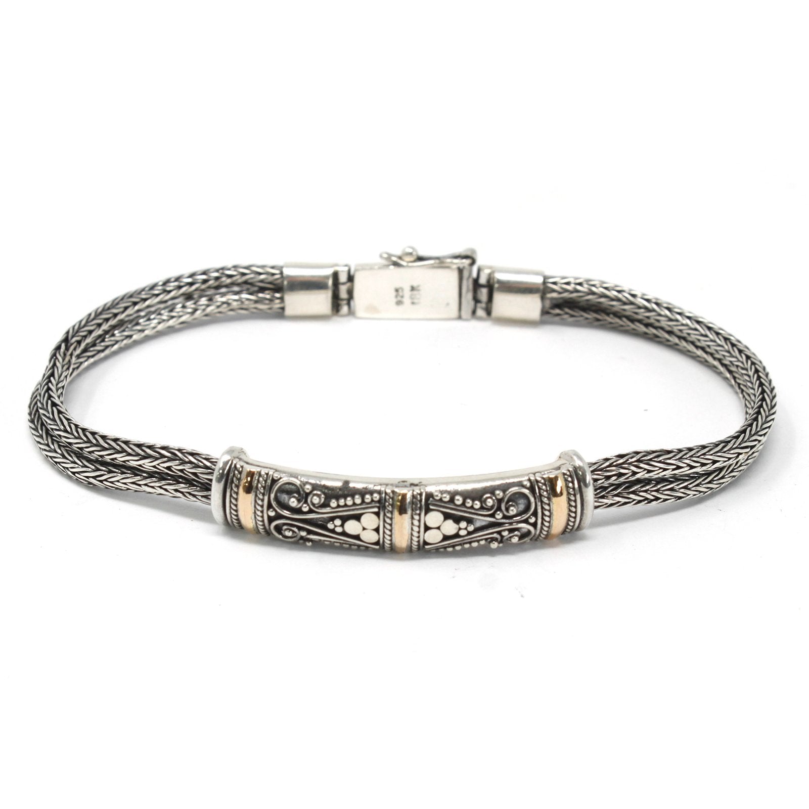 Silver and Gold Twin Chain Bracelet, Unisex | #product_category# - OneRoofGifts