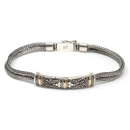 Silver and Gold Twin Chain Bracelet, Unisex | #product_category# - OneRoofGifts