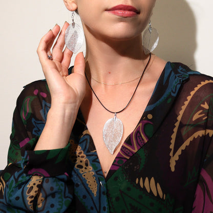 Silver Leaf Earrings - Bravery | #product_category# - OneRoofGifts