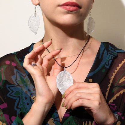 Silver Leaf Earrings - Bravery | #product_category# - OneRoofGifts