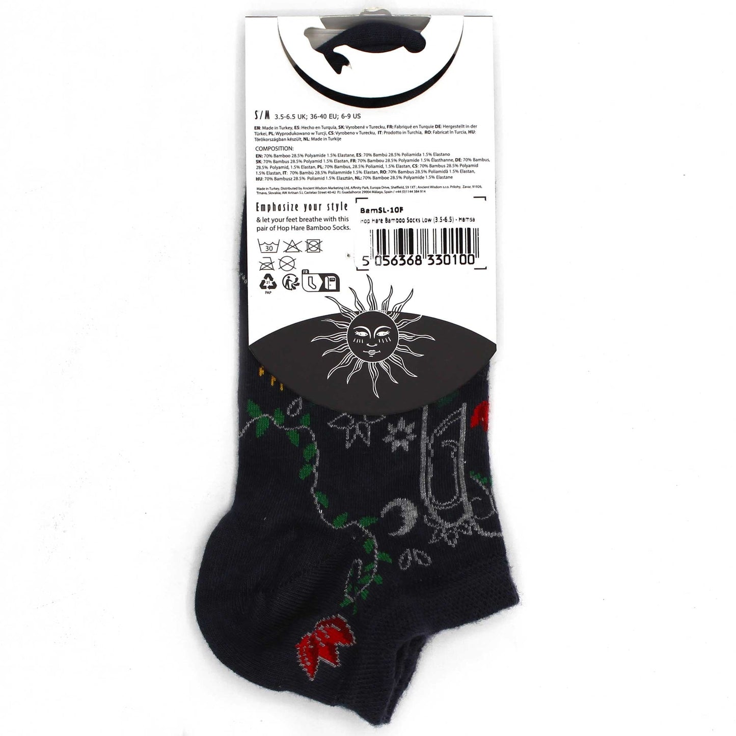 S/M (3.5 - 6.5) Hop Hare Bamboo Low Socks - Hamsa | #product_category# - OneRoofGifts