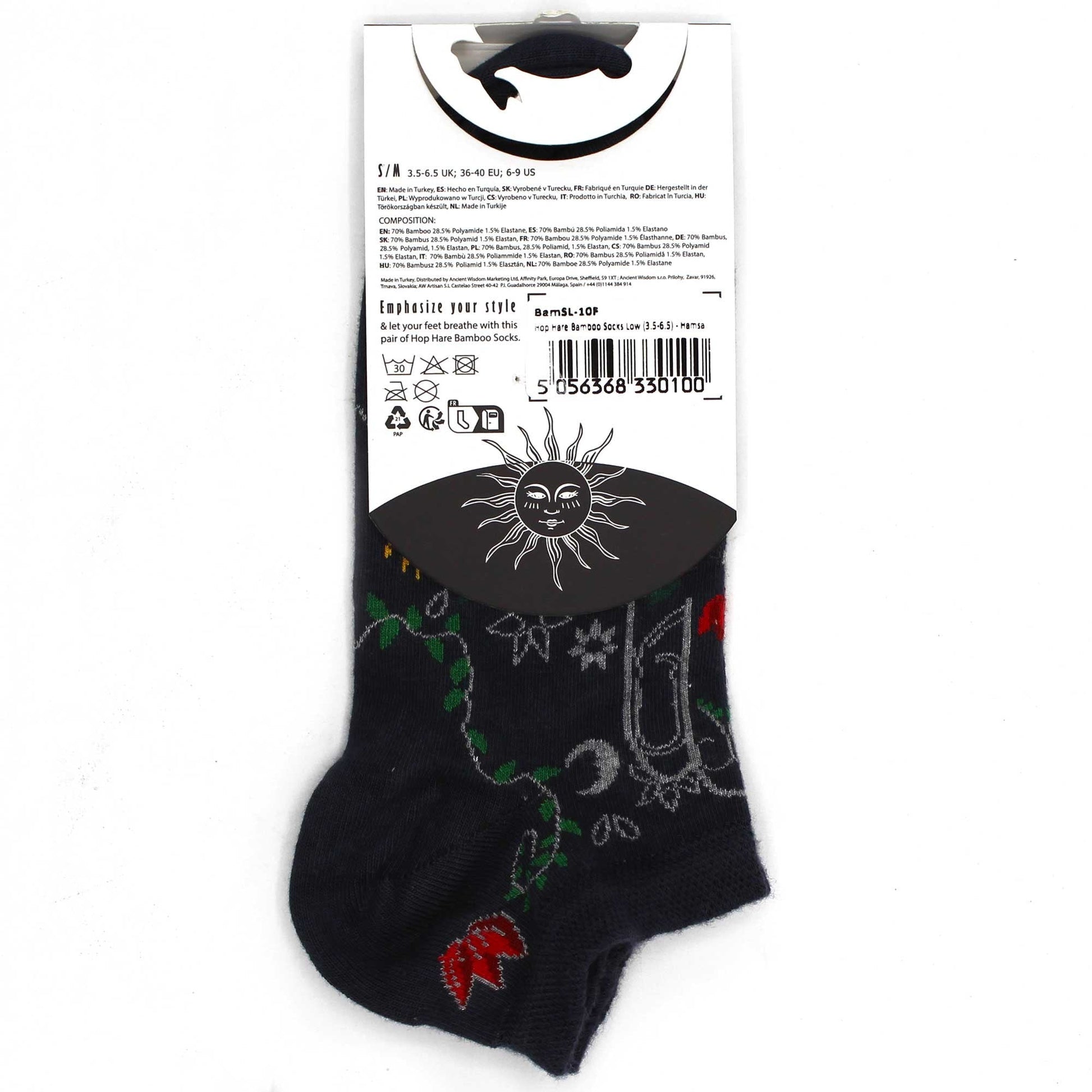 S/M (3.5 - 6.5) Hop Hare Bamboo Low Socks - Hamsa | #product_category# - OneRoofGifts