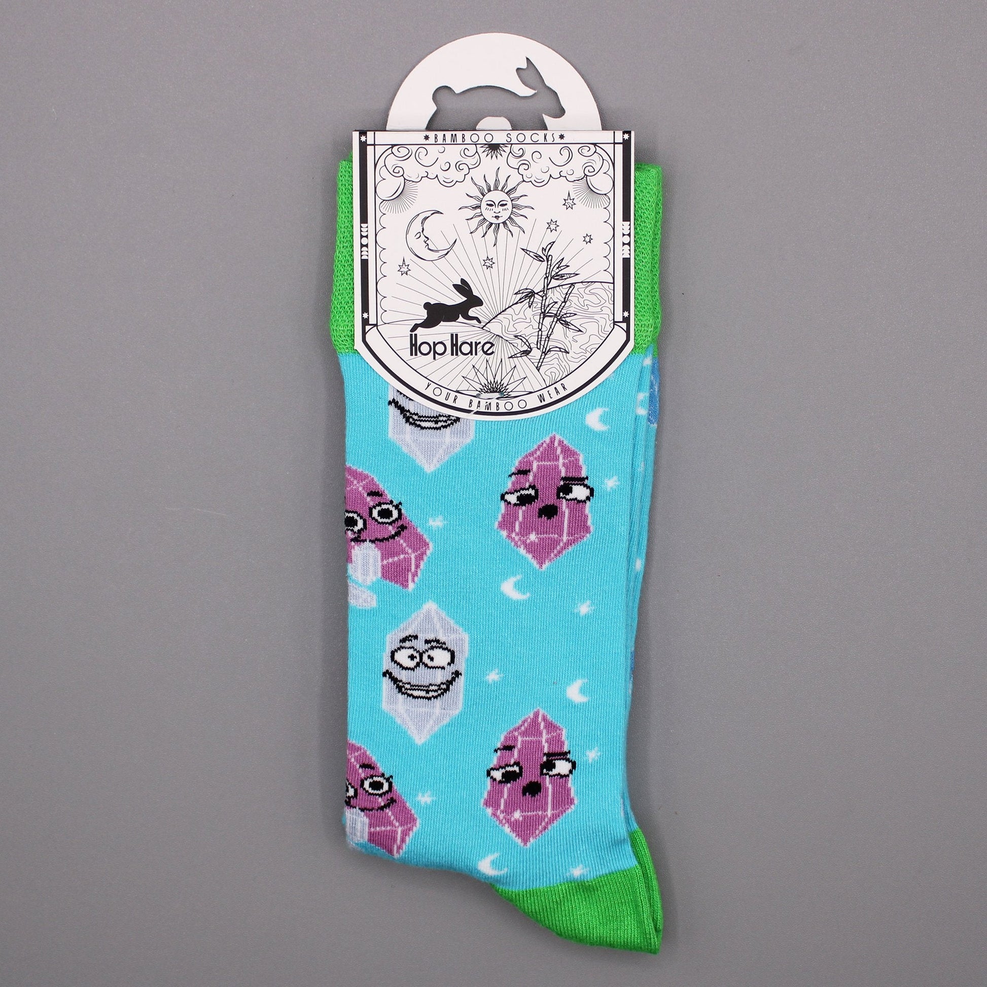 S/M Hop Hare Bamboo Socks - Lucky Gemstone Design | #product_category# - OneRoofGifts