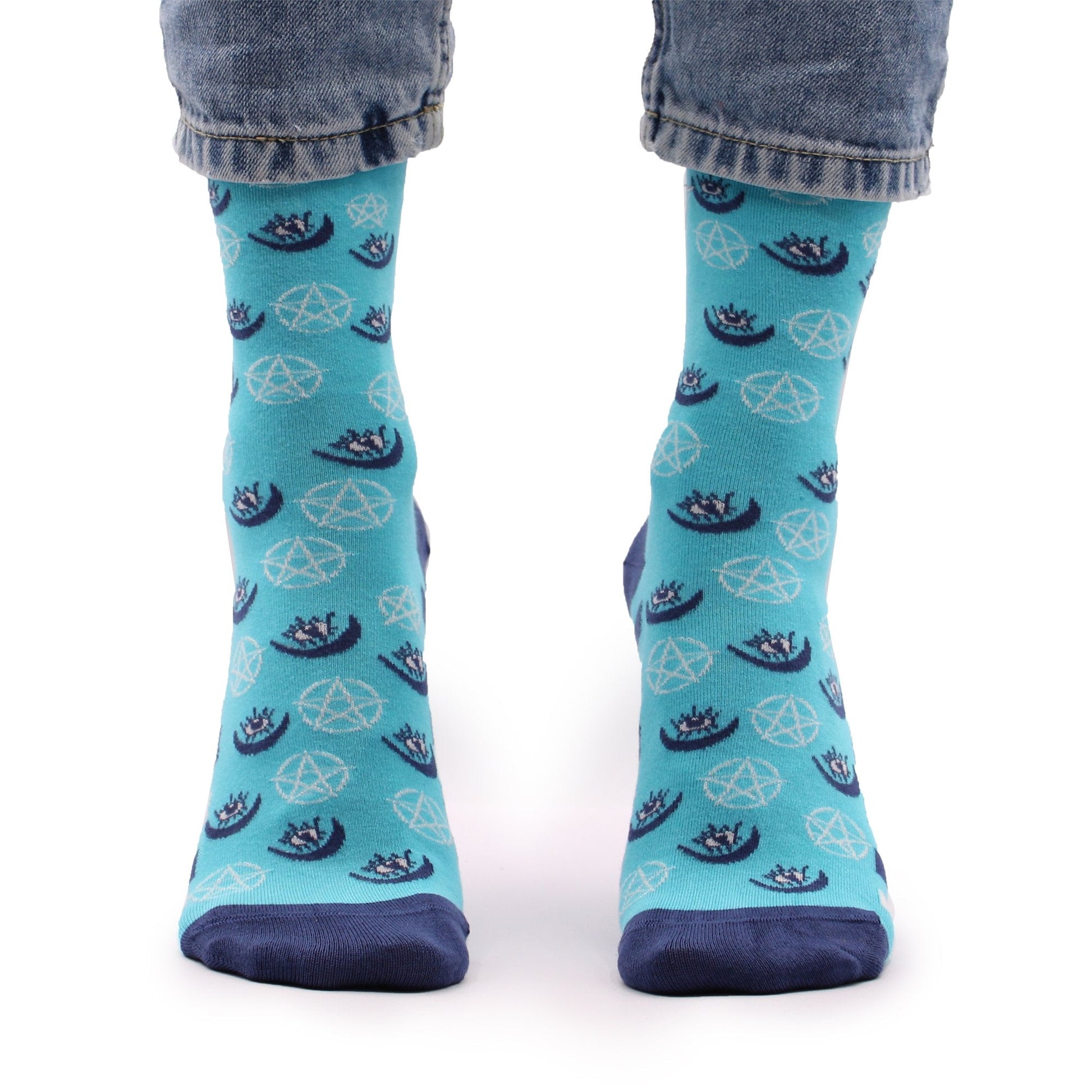 S/M Hop Hare Bamboo Socks - Pentagram & Evil Eye Design | #product_category# - OneRoofGifts
