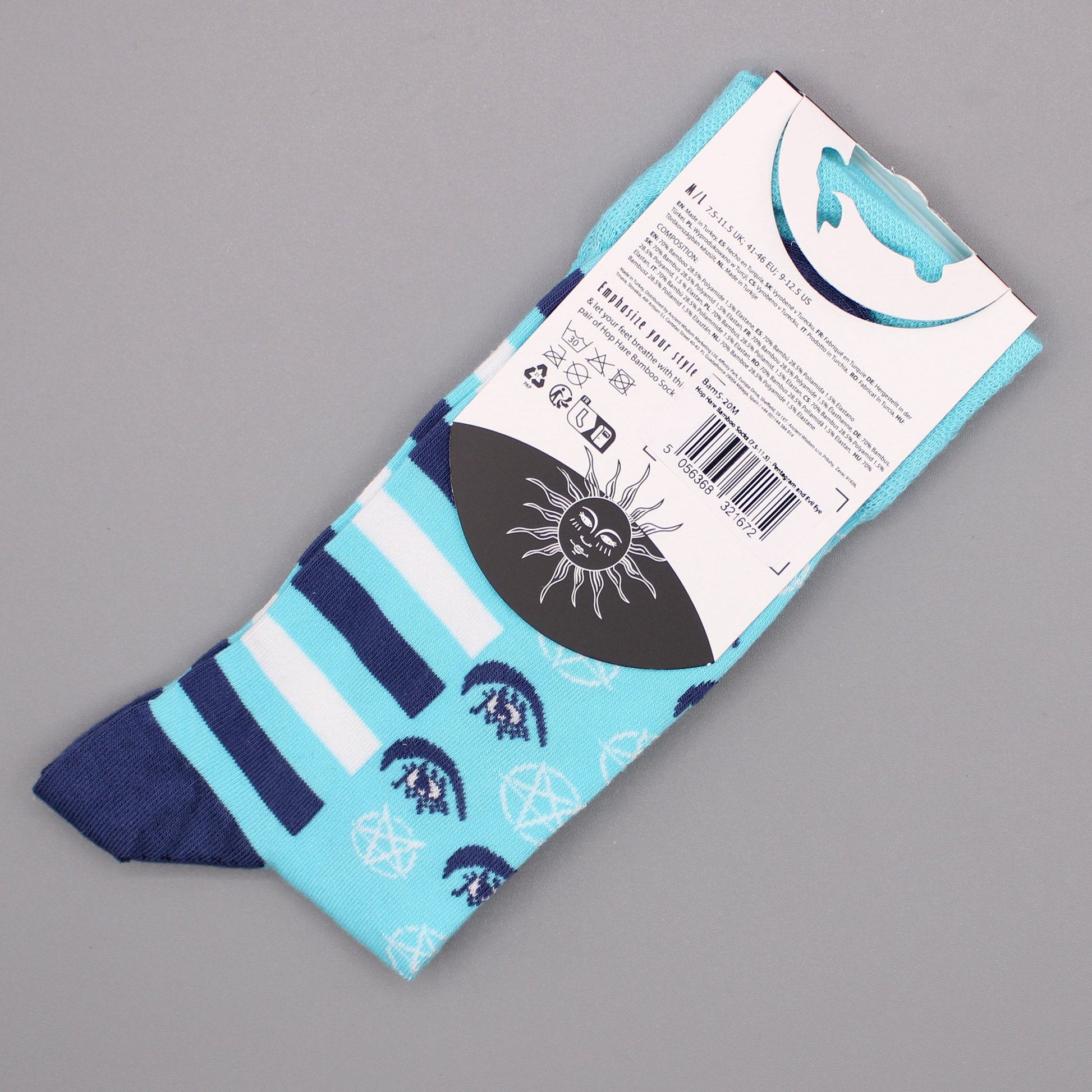 S/M Hop Hare Bamboo Socks - Pentagram & Evil Eye Design | #product_category# - OneRoofGifts