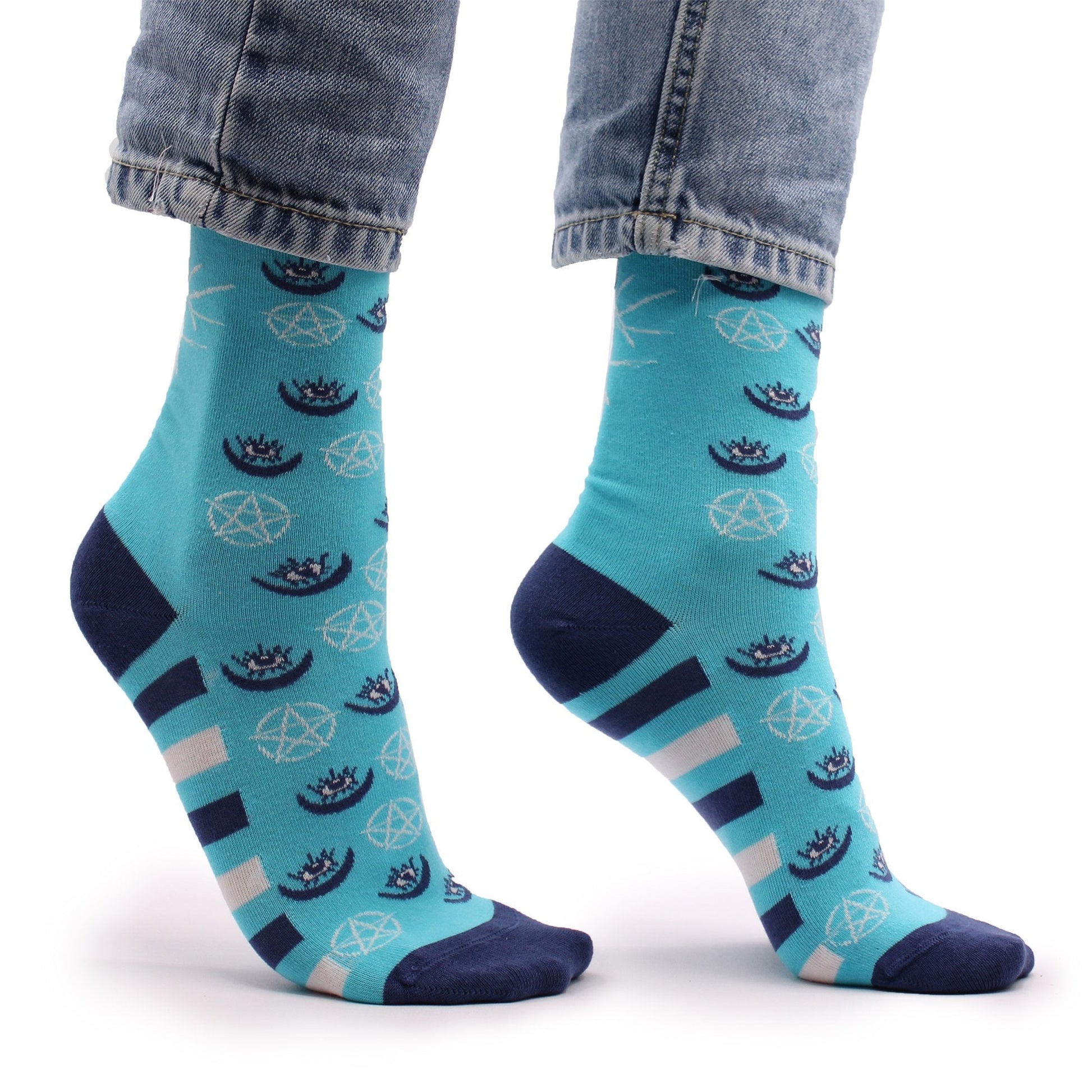 S/M Hop Hare Bamboo Socks - Pentagram & Evil Eye Design | #product_category# - OneRoofGifts