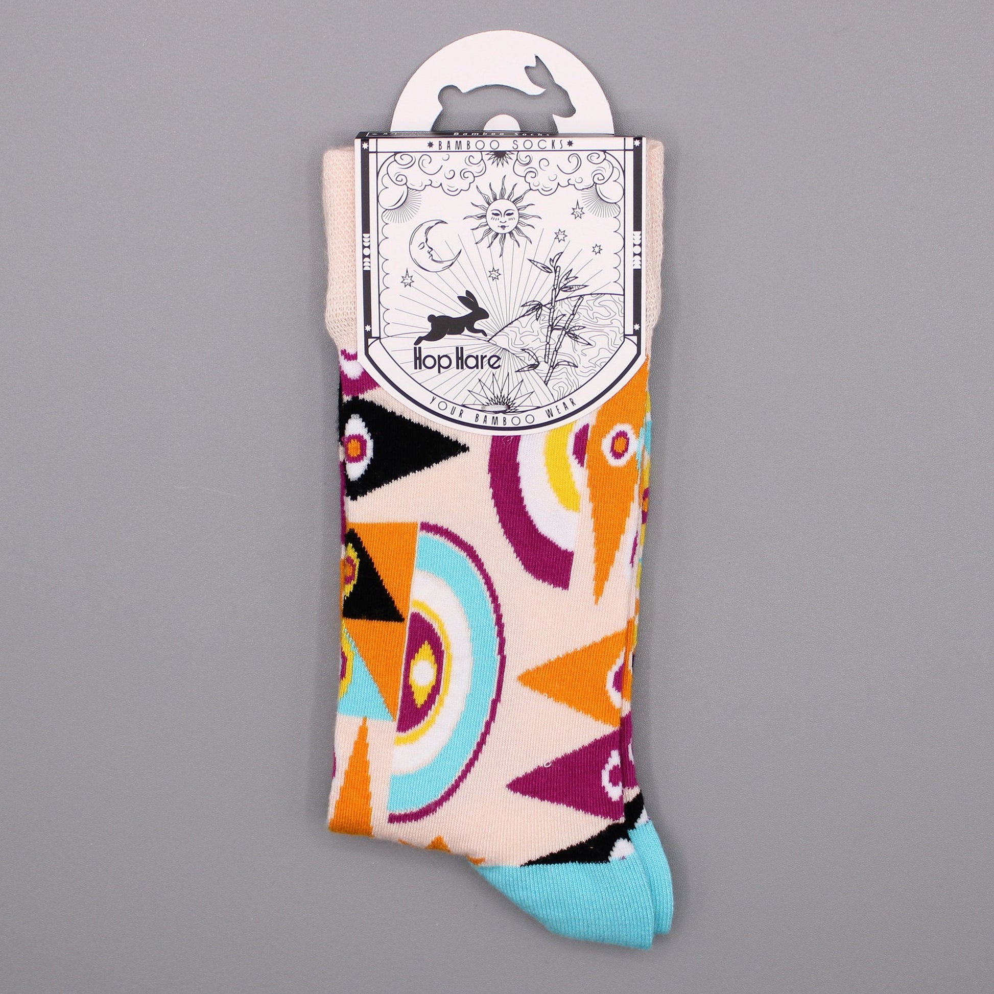 S/M Hop Hare Bamboo Socks - Psychedelic Evil Eye Design | #product_category# - OneRoofGifts