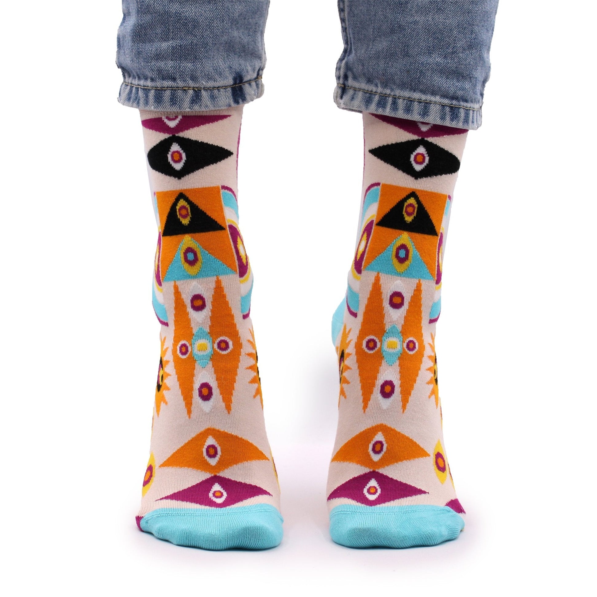S/M Hop Hare Bamboo Socks - Psychedelic Evil Eye Design | #product_category# - OneRoofGifts