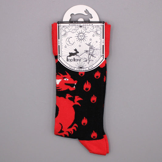 S/M Hop Hare Bamboo Socks - Red Dragons | #product_category# - OneRoofGifts